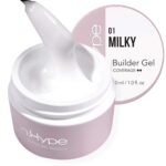 IN.HYPE UV/LED Professional Hard/Builder Gel for Nail Extension/Strengthening/Overlays File Off (Milky #1)
