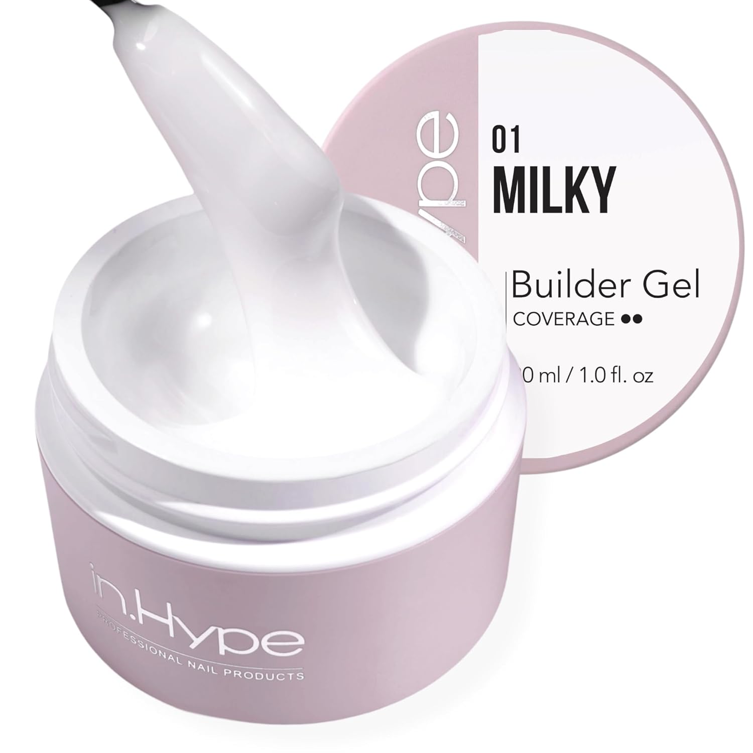IN.HYPE Milky #1 Hard Builder Gel for Nail Extensions IN.HYPE UV/LED Professional Hard/Builder Gel for Nail Extension/Strengthening/Overlays File Off (Milky #1)