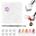 JODSONE 100PCS Soft Nail Sponges Tool with 1PCS Grabbing Pen Professional Accessories Manicure Salon Supplies for Nail Art Gradient Designs Blush Nail Art