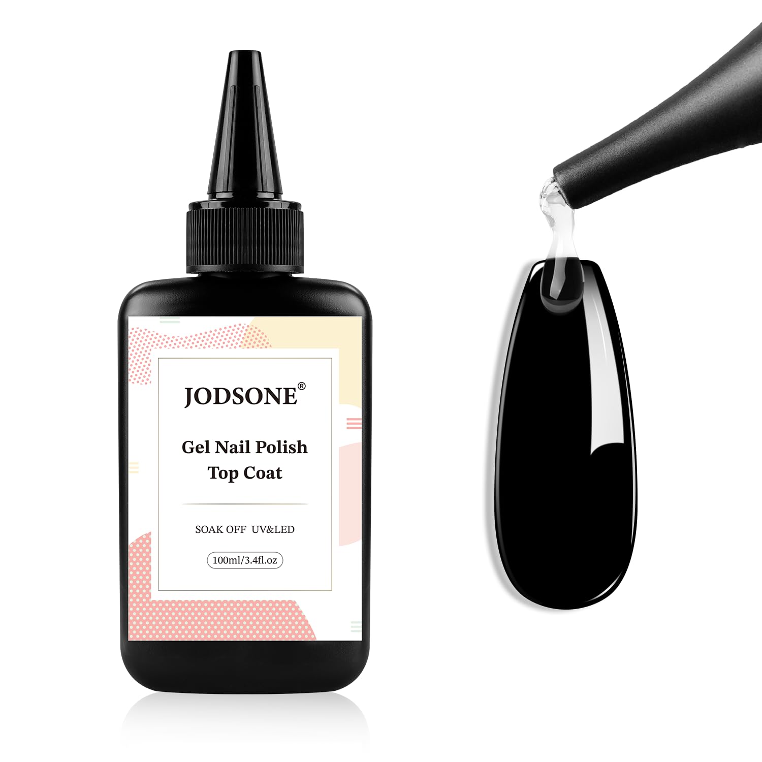 JODSONE 100ml No Wipe Gel Top Coat – High Gloss JODSONE 100ml No Wipe Gel Top Coat Refill,High Gloss Clear U V Gel Nail Polish Top Coat,Long Lasting Mirror Shine,Large Capacity for Salon & Home Use