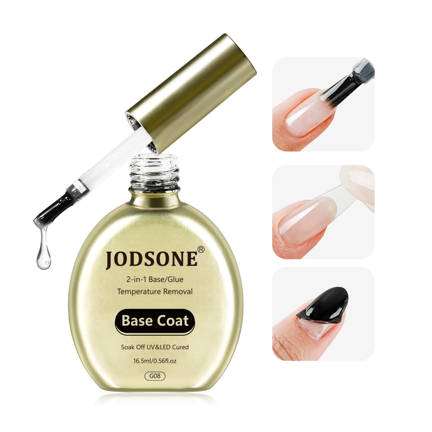 JODSONE Peel-Off Gel Base Coat: No Wipe, UV/LED, DIY JODSONE Peel off Gel Base Coat,16.5ml No Wipe, Warmly Removable Foundation for Gel Nail Polish & Tips. U V/LED Cured, Long-Lasting, DIY Use
