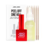 JelloJello Peel-Off Base Gel (10ml) + OneKillGelRemover (30ml) Set Peelable Nail Base, Easy Removal, Self Nail, UV/LED Cure