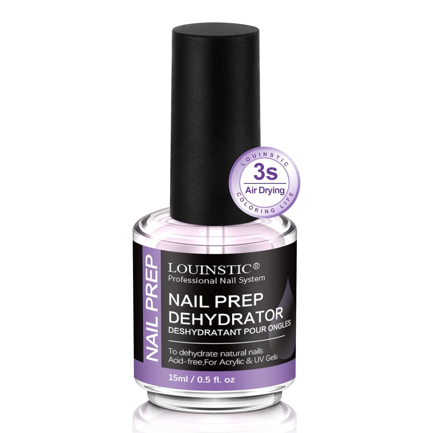 LOUNSTIC Acid-Free Nail Dehydrator: Fast, Low-Odor Nail Prep. LOUINSTIC Acid-Free Nail Dehydrator 15ml – Fast Air-Dry Nail Prep for Acrylic, UV Gel & Gel Polish. Hema-Free Dehydrator Base Coat, No Burn, Low-Odor. Salon & DIY Use