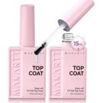 Makartt Gel Top Coat: 2 PCS 15ml No Wipe Top Coat Gel Nail Polish Upgrade Diamond-Shine Long-Lasting Clear Gel Polish Soak Off UV LED Lamp Needed Home DIY Gift Women