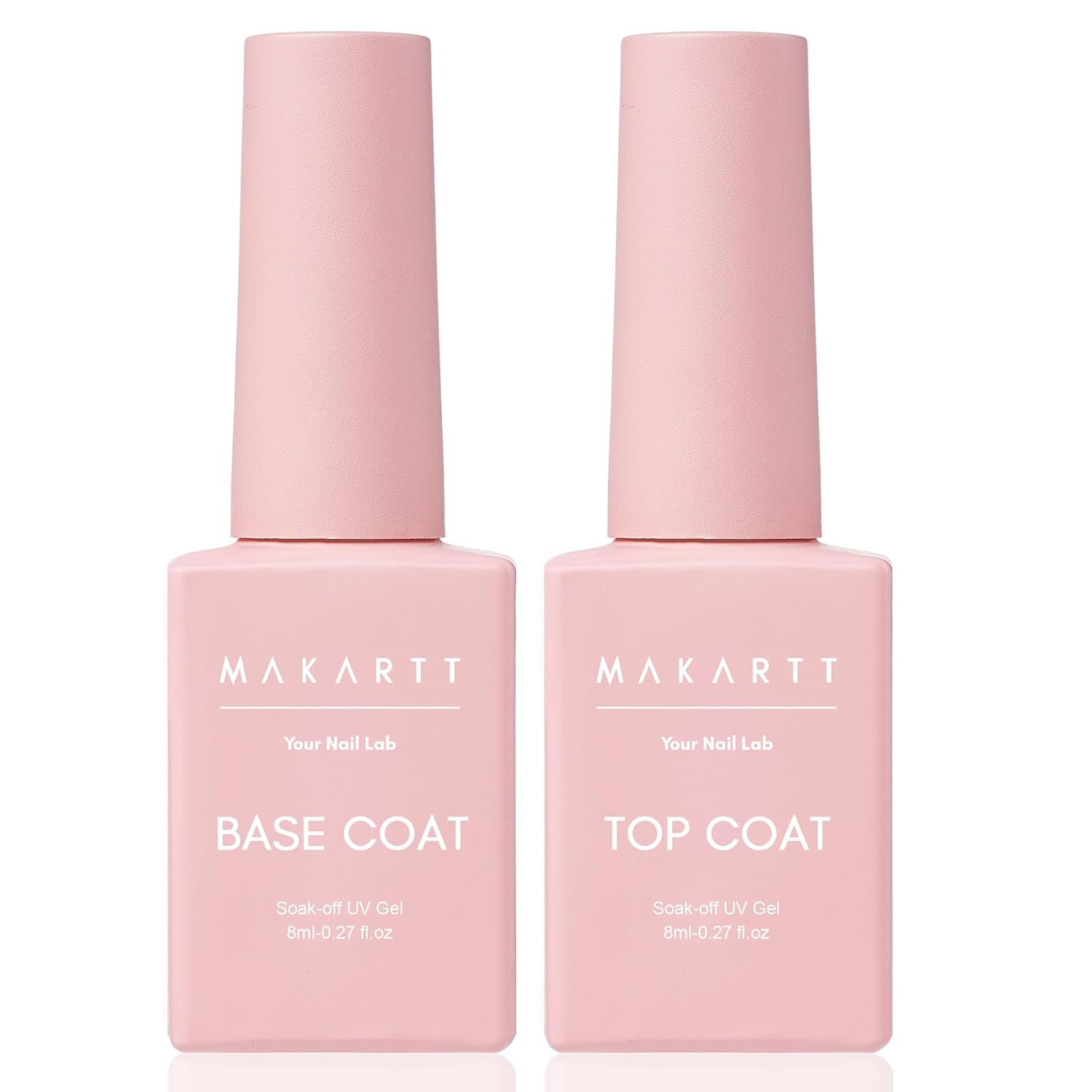 Makartt Gel Top and Base Coat Set: No Wipe Glossy Makartt Gel Top Coat and Base Coat Kit: 2 PCS Clear Gloss Shiny No Wipe Stain Resistant General Top Coat Nail Polish UV for Acrylic Nails Dip Powder Gel Nail Polish Beauty Spring Gift Salon at Home