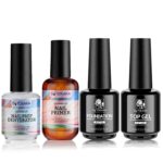 SUTOKAKA Base Top Coat with Nail Dehydrator & Primer for Nail Strengthening | Dehydrator removes oils, primer prevents peeling & lifting, base coat for strong adhesion, top coat for long-lasting shine