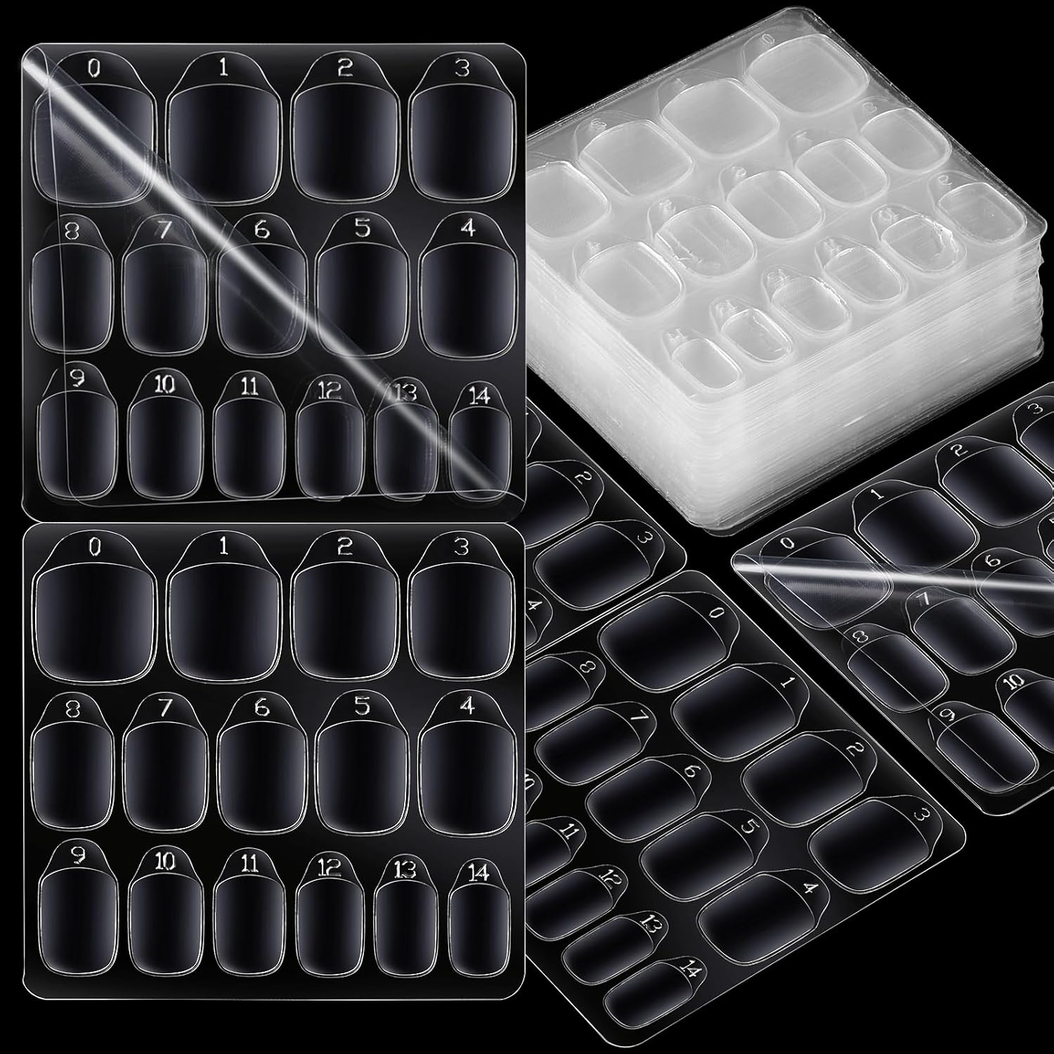 Teenitor 600-Piece Press-On Nail Adhesive Tabs, 15 Sizes Teenitor 600pcs Press on Nail Adhesive Tabs, 15 Sizes of Nail Stickers for Press ons, Press on Nails Glue Stickers Press on Nail Sticky Tabs, Clear/Yellow
