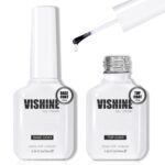 Vishine 16ml Glossy Gel Top Coat and Base Coat Set, 2 Pcs No Wipe Foundation Combination for UV Light Cure Gel Nail Polish